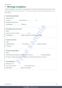 Message templates — Savings Circle — susu, pardner and committee tracker: spreadsheet and printable PDF notebook (works with Excel, Google Sheets and LibreOffice)