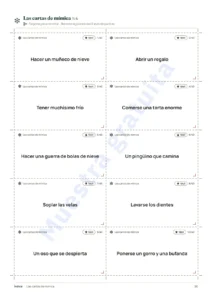 Las cartas de mímica · Tarjetas para recortar — Juegos de fiesta en familia — 12 juegos para imprimir en Navidad y Nochevieja