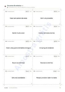 As cartas de mímica · Cartas para recortar — Jogos de festa em família — 12 jogos para imprimir no Natal e no Réveillon