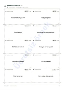 Pandomim kartları · Kesilecek kartlar — Yılbaşı için aile oyunları — Yazdırılabilir 12 yılbaşı oyunu