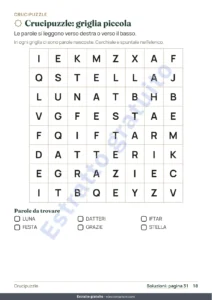 Crucipuzzle: griglia piccola — Il mio quaderno del Ramadan — Giochi, disegni da colorare e buone azioni, 5-10 anni