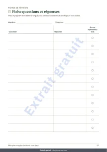 Fiche questions et réponses — Planning de révisions d’examens — rétroplanning, répétition espacée et fiches à remplir (PDF non daté)