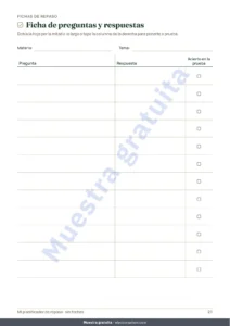 Ficha de preguntas y respuestas — Planificador de repaso para exámenes — planificación inversa, repetición espaciada y fichas para rellenar (PDF sin fechas)