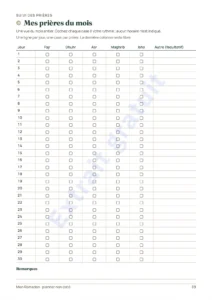 Mes prières du mois — Mon Ramadan — Planner non daté, 30 jours