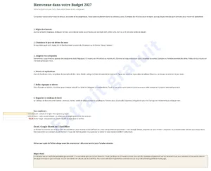 Démarrer ici — Budget 2027 — tableur Excel et Google Sheets, mois par mois, dans votre devise