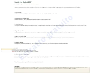 Inizia qui — Budget 2027 — foglio Excel e Google Sheets, mese per mese, nella tua valuta