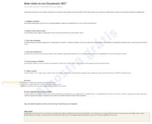 Comece aqui — Orçamento 2027 — planilha Excel e Google Planilhas, mês a mês, na sua moeda