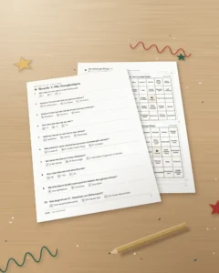Festliche Familienspiele — 12 Spiele zum Ausdrucken für Weihnachten und Silvester