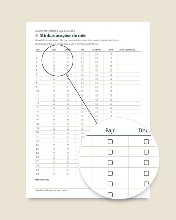 Meu Ramadã — Planner sem datas, 30 dias