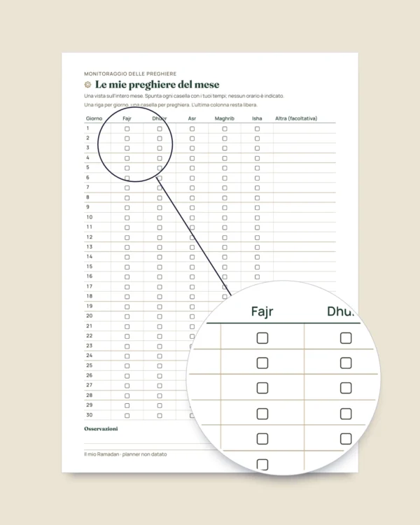 Il mio Ramadan — Planner non datato, 30 giorni