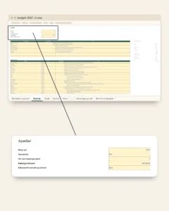 Bütçe 2027 — Excel ve Google E-Tablolar bütçe tablosu, ay ay, kendi para biriminizle