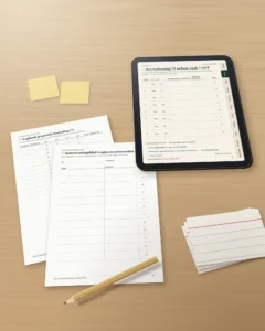 Examenplanning — retroplanning, gespreide herhaling en samenvattingsbladen om in te vullen (pdf zonder datums)