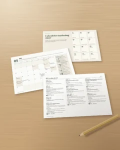Calendrier marketing 2027 — dates par pays et idées de publication, PDF + tableur + agenda