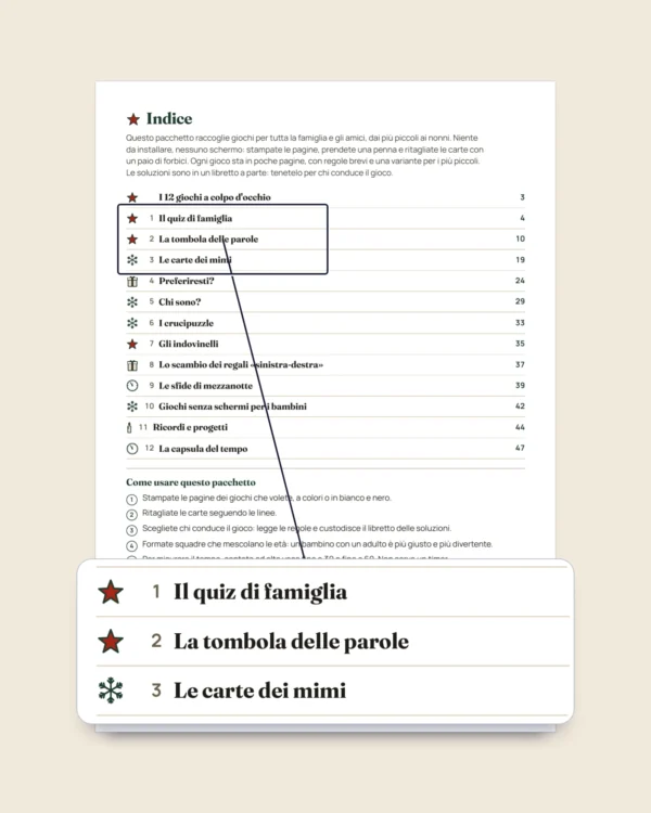 Giochi delle feste in famiglia — 12 giochi da stampare per Natale e Capodanno
