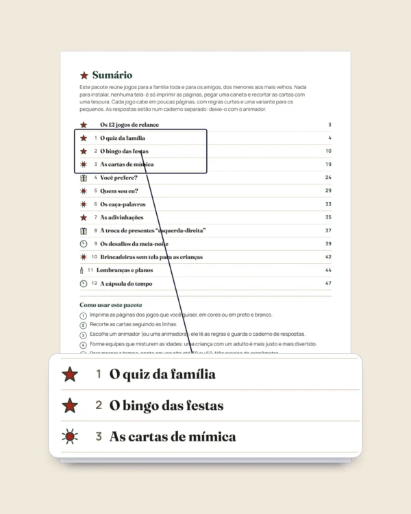 Jogos de festa em família — 12 jogos para imprimir no Natal e no Réveillon